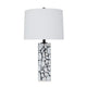 Ashley 28" Table Lamp, Drum Shade, Black White Mosaic Marble Art