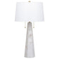 32 Inch Table Lamp, White Drum Shade, Double Pull Chain, Tapered Cone Base By Casagear Home