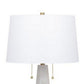 32 Inch Table Lamp, White Drum Shade, Double Pull Chain, Tapered Cone Base By Casagear Home