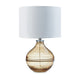 Ashley Amie 22" Table Lamp, White Shade, Drop Amber Glass, Metal
