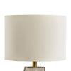 24 Inch Table Lamp Hexagonal Textured Glass Base Drum Shade Gray By Casagear Home BM317490