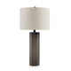 Ashley 28" Table Lamp, Brown Carved Frosted Glass, White Drum Shade