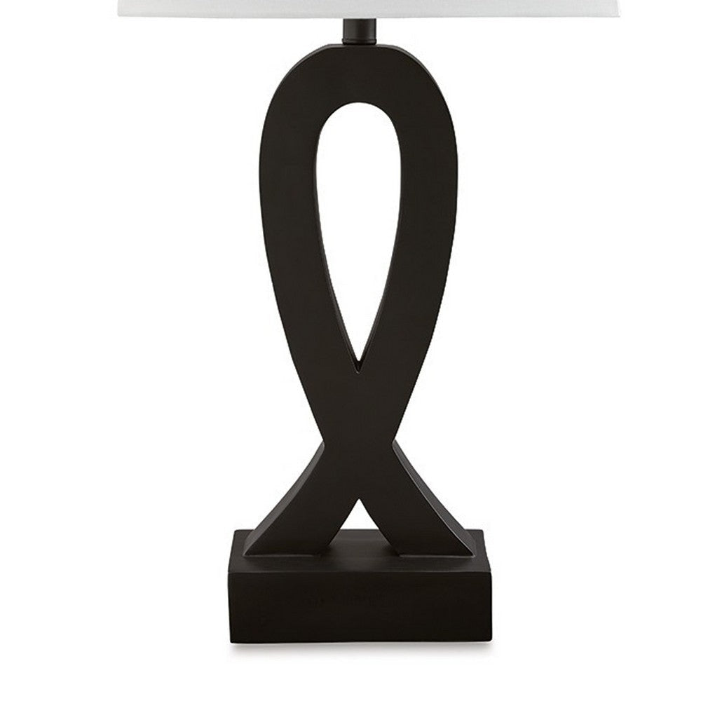 29 Inch Table Lamp Set of 2 Black Sculptural Solid Base Empire Hardback By Casagear Home BM317498