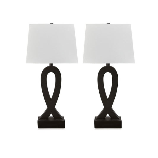 Ashley 29" Table Lamp Set of 2, Black Sculptural Base, Empire Shade