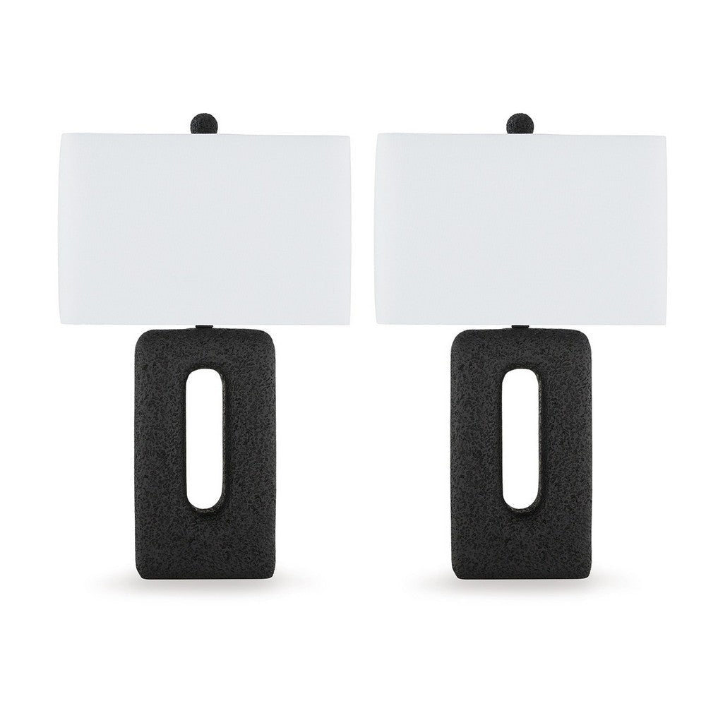Ashley 27" Table Lamp Set of 2, Black Cutout Base, Fabric Shade