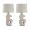 Ashley 26" Table Lamp Set of 2, Beige Sculptural Base, Fabric Shade