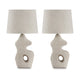 Ashley 26" Table Lamp Set of 2, Beige Sculptural Base, Fabric Shade
