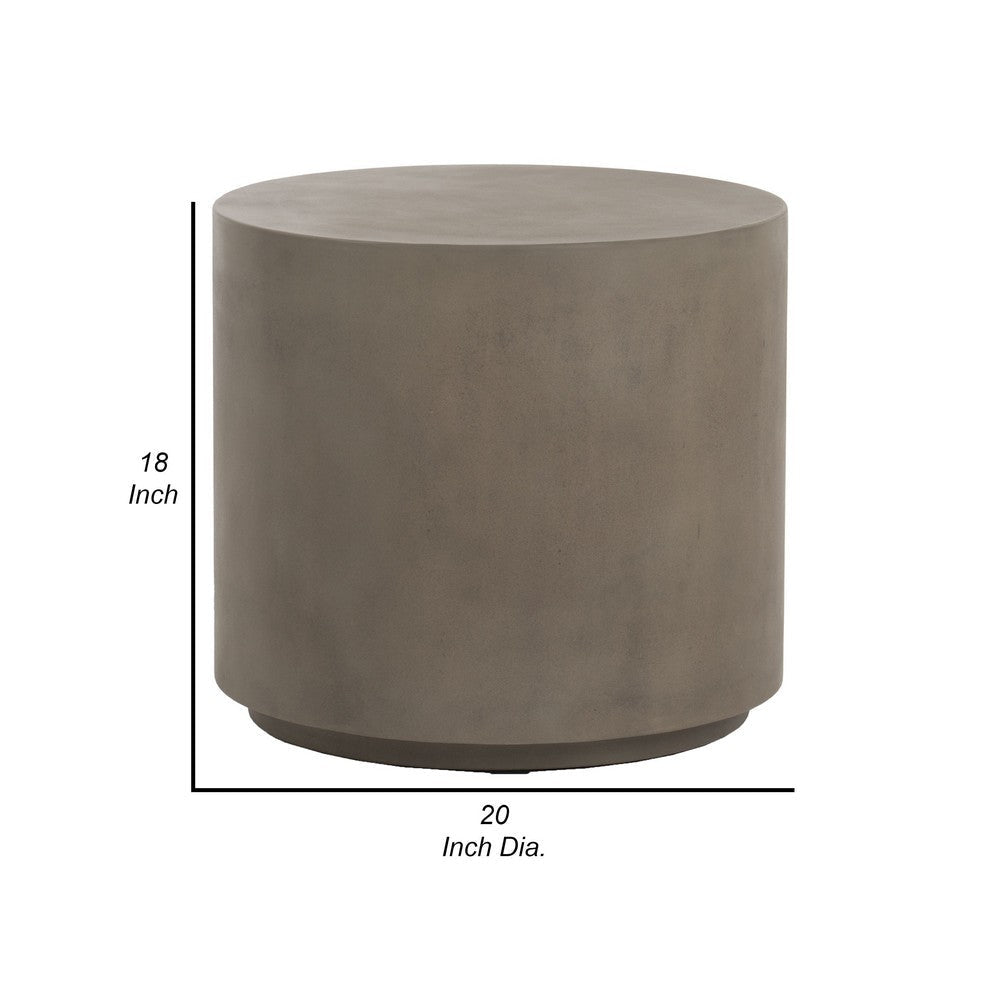 20 Inch Side End Table Fiber Reinforced Gray Concrete Modern Round By Casagear Home BM317503