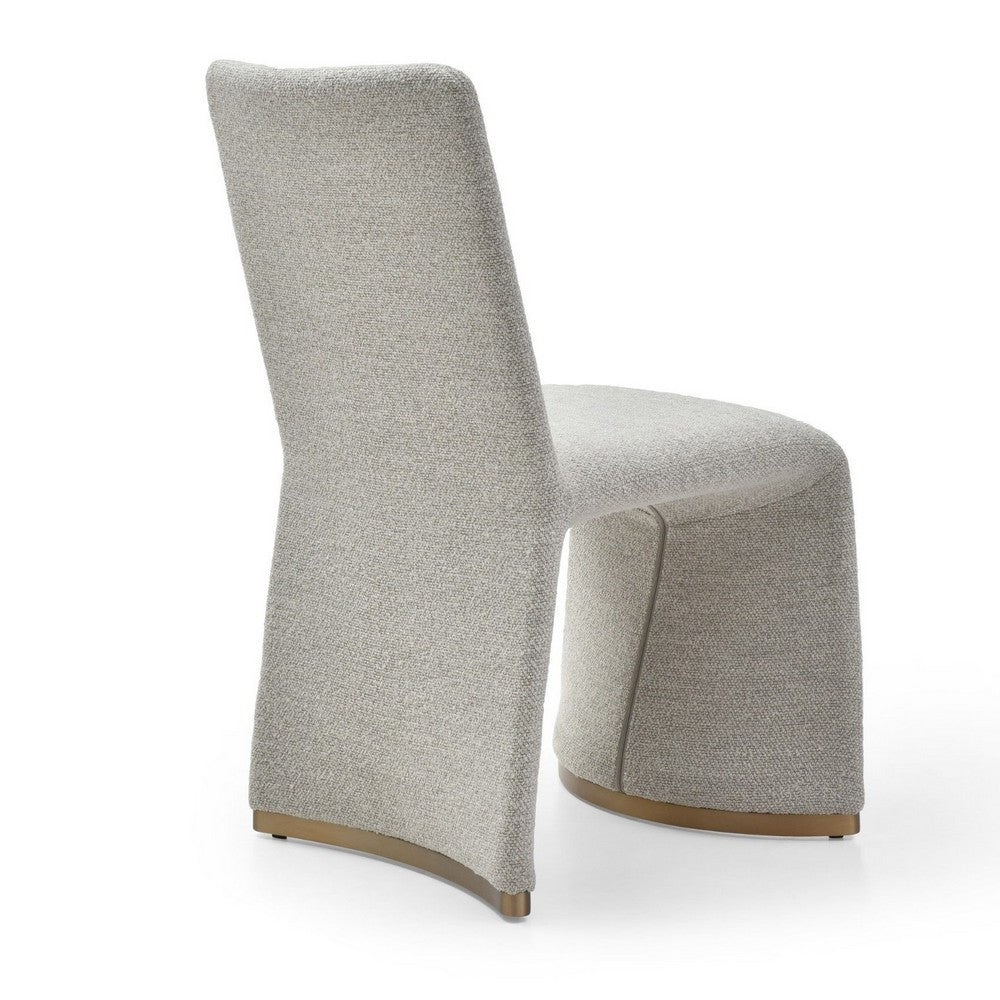 Rox Dining Chair Set of 2, Cushioned Gray Boucle Polyester, Brushed Gold By Casagear Home