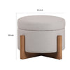 24 Inch Ottoman Round Cushioned Storage Seat Gray Polyester Brown Wood By Casagear Home BM317505