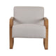 27 Inch Accent Chair Cushioned Seat and Back Beige Linen Brown Wood By Casagear Home BM317508