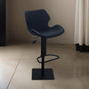 Barstool Chair, Adjustable 21-31 Inch Swivel Black Faux Leather Saddle Seat By Casagear Home