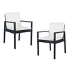 Eni Outdoor Dining Chair Set of 2, Cushioned Seat and Back, White, Black By Casagear Home