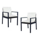 Eni Outdoor Dining Chair Set of 2, Cushioned Seat and Back, White, Black By Casagear Home