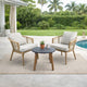 3 Piece Outdoor Wicker Chairs and Acacia Table Set, Gray Concrete Top By Casagear Home