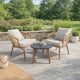3 Piece Outdoor Wicker Chairs and Acacia Table Set, Gray Concrete Top By Casagear Home
