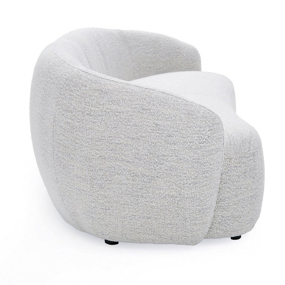 90 Inch Sofa Contemporary Curved Round Back Plush Off White Black Feet By Casagear Home BM317515