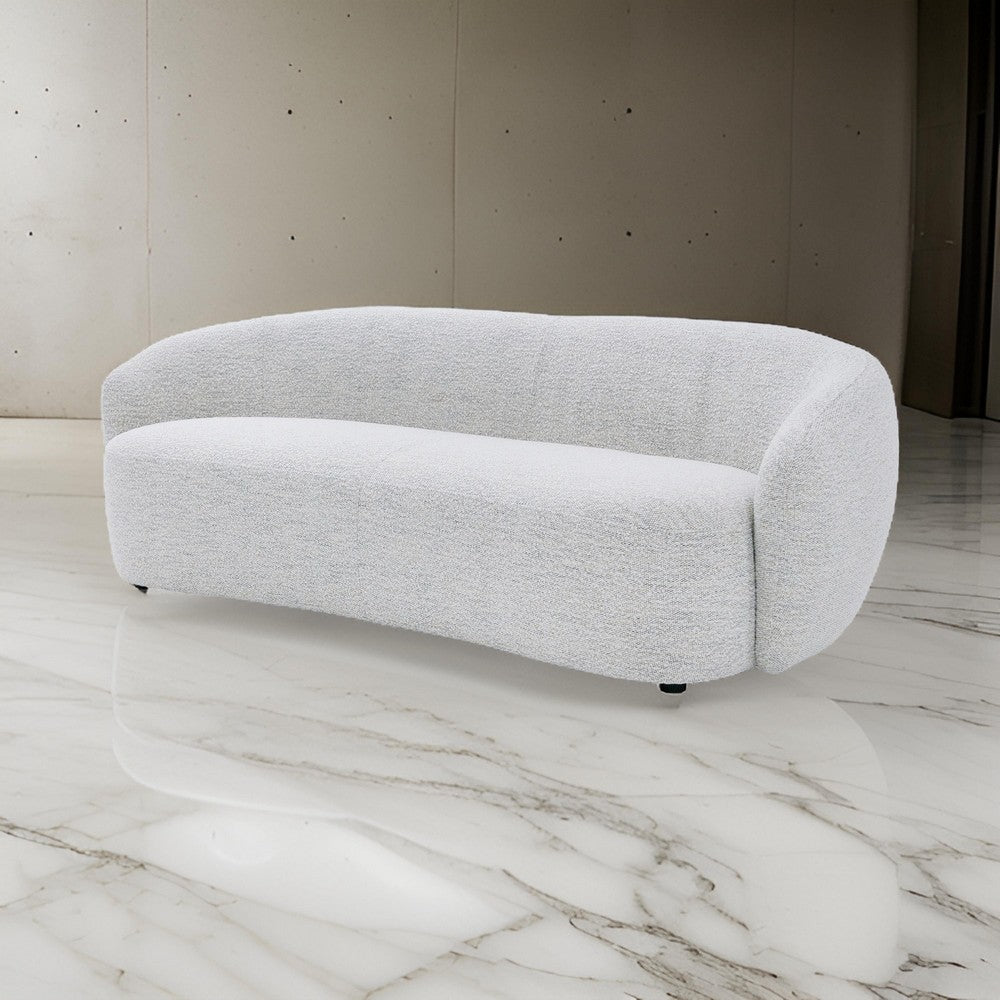 90 Inch Sofa, Contemporary Curved Round Back, Plush Off White, Black Feet By Casagear Home