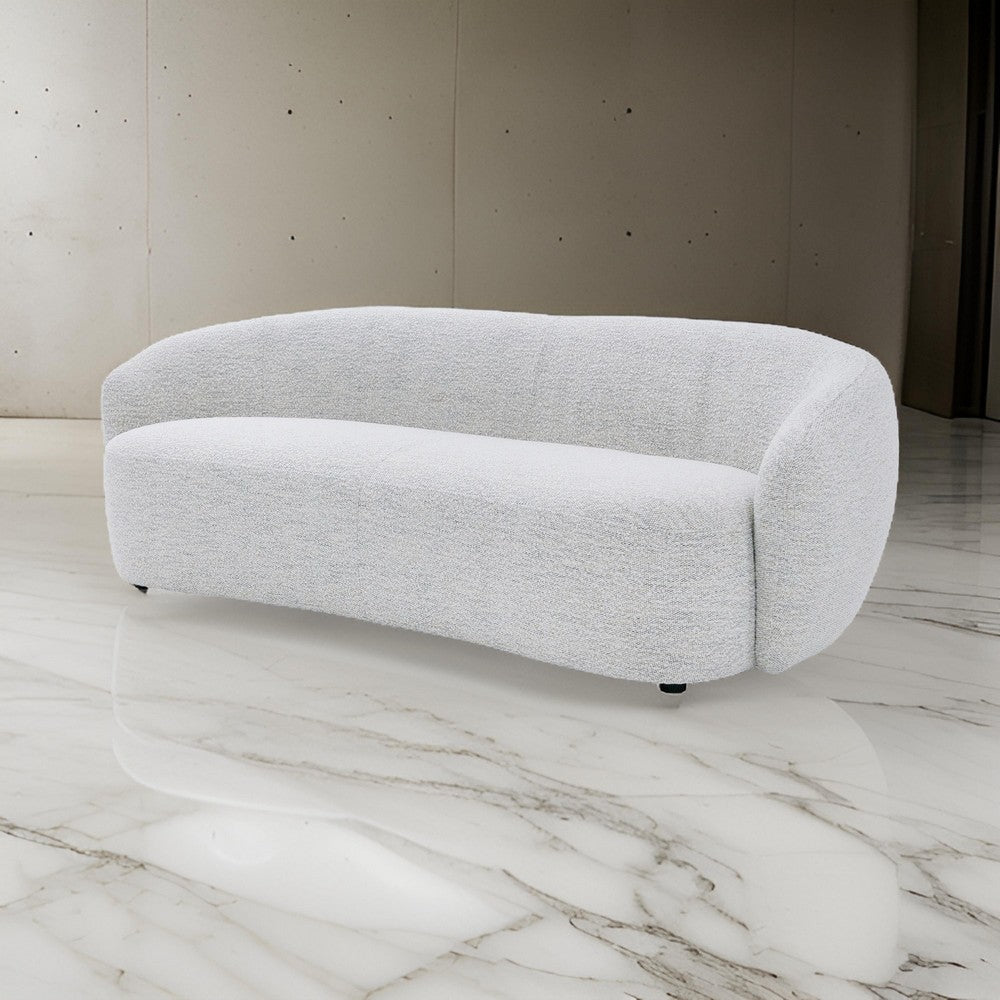 90 Inch Sofa Contemporary Curved Round Back Plush Off White Black Feet By Casagear Home BM317515