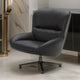 38 Inch Accent Chair, Sloped Arms, Cushioned, Black Faux Leather, Metal By Casagear Home