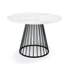 43 Inch Round Dining Table White Faux Marble Top Black Pedestal Base By Casagear Home BM317517