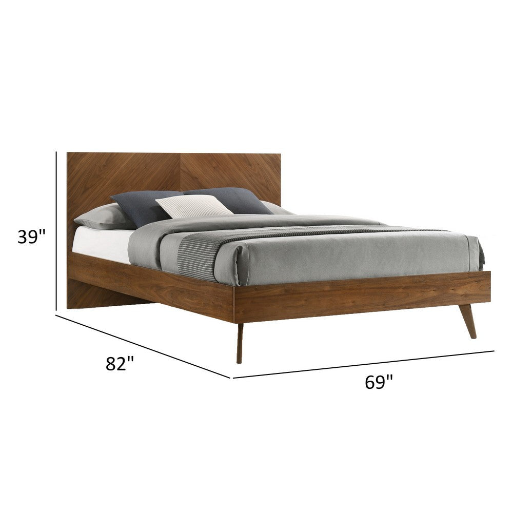 Nova Rem Queen Size Platform Bed Chevron Pattern Headboard Walnut Brown By Casagear Home BM317520