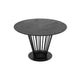 47 Inch Dining Table, Round Top, Modern Black Iron Metal Pedestal Base By Casagear Home