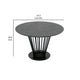 47 Inch Dining Table, Round Top, Modern Black Iron Metal Pedestal Base By Casagear Home