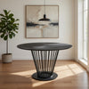 47 Inch Dining Table, Round Top, Modern Black Iron Metal Pedestal Base By Casagear Home