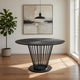 47 Inch Dining Table, Round Top, Modern Black Iron Metal Pedestal Base By Casagear Home
