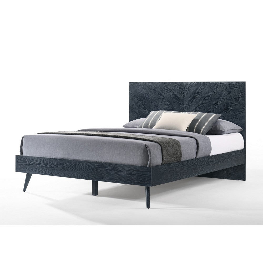 Cid Coy King Size Platform Bed Ash Veneer with Crown Cut Pattern Gray By Casagear Home BM317524