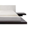 Todo Queen Size Platform Bed with Nightstands White Upholstery Black Oak By Casagear Home BM317525