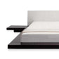 Todo Queen Size Platform Bed with Nightstands White Upholstery Black Oak By Casagear Home BM317525