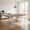 79 Inch Dining Table, Rectangular Walnut Top, Modern Black Metal Base By Casagear Home