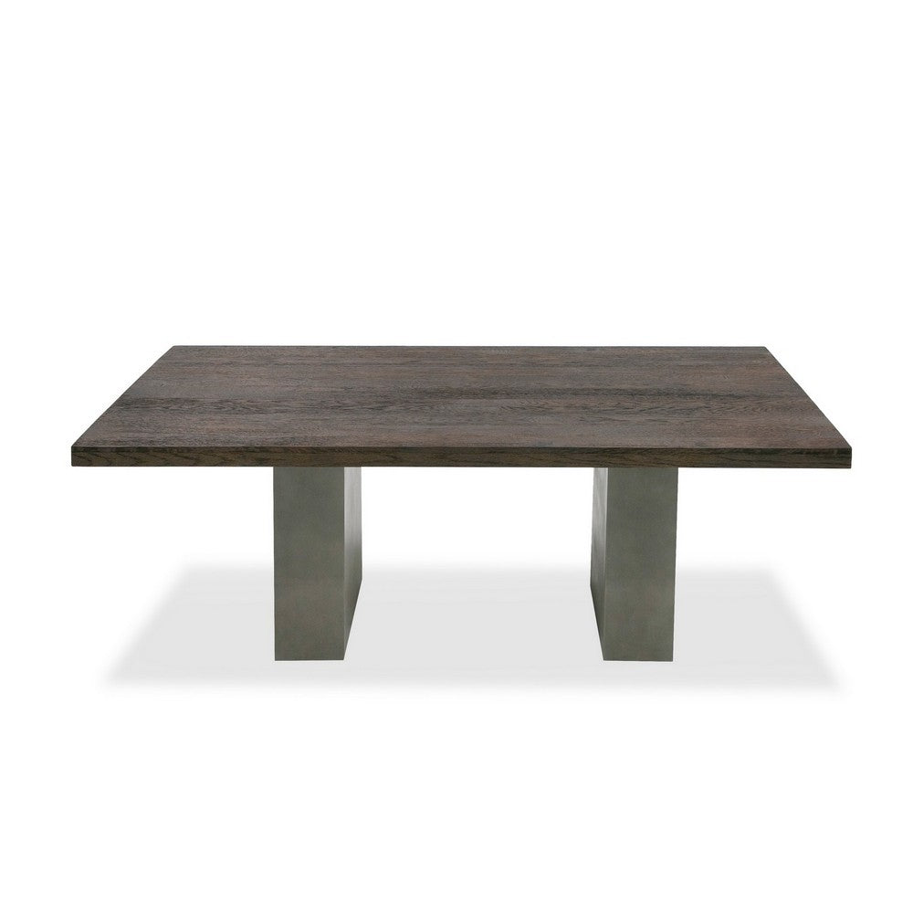 Cid Ari 94 Inch Dining Table, Heritage Oak Rectangular Top, Dark Gray By Casagear Home