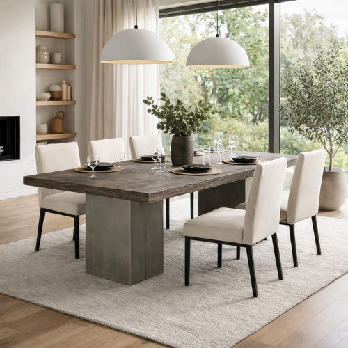 Cid Ari 94 Inch Dining Table, Heritage Oak Rectangular Top, Dark Gray By Casagear Home