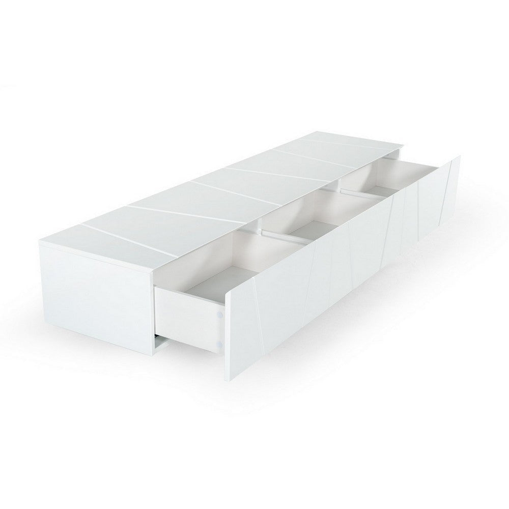 Cid Ape 76 Inch TV Media Entertainment Console 3 Drawers White Finish By Casagear Home BM317537