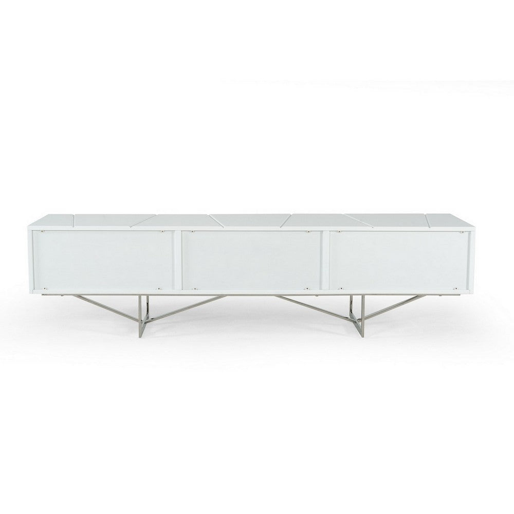 Cid Ape 76 Inch TV Media Entertainment Console 3 Drawers White Finish By Casagear Home BM317537