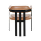 Anta Dining Chair Black Iron Slatted Back Plush Brown Genuine Leather By Casagear Home BM317544