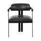 Anta Dining Chair Black Iron Slats Back Dark Brown Genuine Leather By Casagear Home BM317546