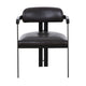 Anta Dining Chair Black Iron Slats Back Dark Brown Genuine Leather By Casagear Home BM317546