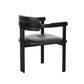 Anta Dining Chair Black Iron Slats Back Dark Brown Genuine Leather By Casagear Home BM317546