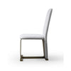 Cid Jim 19 Inch Dining Chair Set of 2 Gray Linen Brushed Brass Steel Base By Casagear Home BM317550