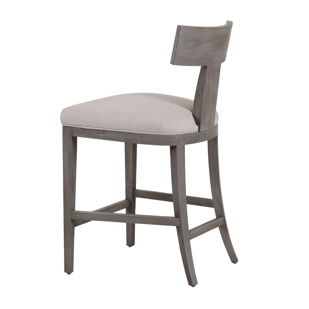 Cid Sten 27 Inch Counter Height Chair T Shape Back Soft Beige Linen Gray By Casagear Home BM317553