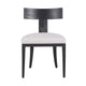 Cid Sten 21 Inch Dining Chair Set of 2 T Shape Back Beige Linen Black By Casagear Home BM317555
