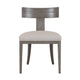 Cid Sten 21 Inch Dining Chair Set of 2, T Shape Back, Beige Linen, Gray By Casagear Home