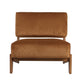Cid Joy 30 Inch Accent Chair, Low Profile, Camel Brown Velvet, Wood Frame By Casagear Home