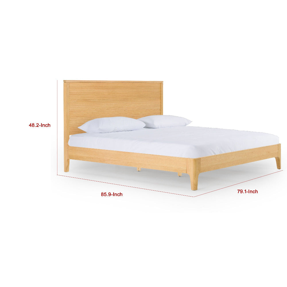 Cid Jima Platform King Bed Horizontal Ribbed Natural Brown Solid Wood