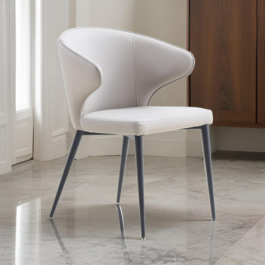 Cid Julie 22 Inch Side Dining Chair Set of 2, Beige Faux Leather, Iron Legs By Casagear Home