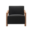 Cid Sen 29 Inch Accent Chair Black Polyester Brown Wood Legs and Armrests By Casagear Home BM317567